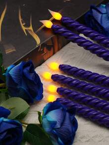 3/6 件紫色 LED 螺旋长杆电子无焰万圣节蜡烛灯、圣诞装饰灯、情人节装饰灯、茶灯生日婚礼装饰照明、餐桌蜡烛灯，不含电池万圣节装饰灯家居装饰派对装饰万圣节装饰房间装饰万圣节花园装饰礼物仙女