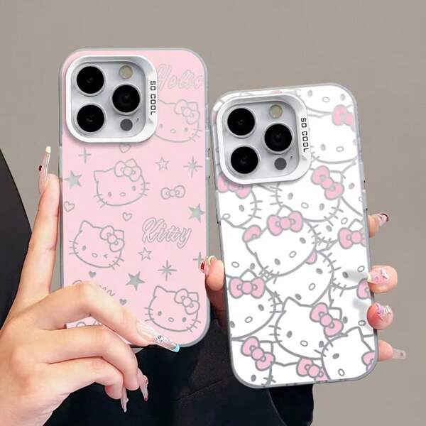 Sanrio 1pc/Sanrio Hello Kitty Full Screen KT Phone Case For IPhone 16 15 14 13 12 11ProMax XR XS MAX MINI Y2K Girl Anti Fall Cover
