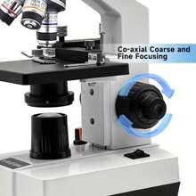 Microscopio biológico óptico compuesto binocular, con 4 objetivos actualizados, aumento de 40X-2500X, luces LED superior e inferior actualizadas, incluye oculares de campo amplio y paquete de regalo de observación, microscopio binocular con base de metal para experimentos