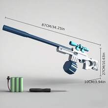 Automatic Electric Water Gun With Muzzle Flash,Powerful Squirt Guns Pistol For Adults Kids, Auto Water Blaster Pistol Outdoor Summer Toys For Pool Beach Party - 藍白色 - 查看 1