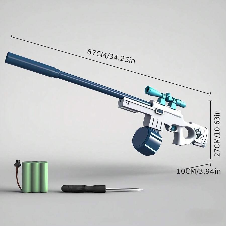 Automatic Electric Water Gun With Muzzle Flash,Powerful Squirt Guns Pistol For Adults Kids, Auto Water Blaster Pistol Outdoor Summer Toys For Pool Beach Party - 藍白色 - 查看 1