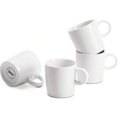 3.5oz Porcelain Espresso Cups Set Of 4, Mini Coffee Mugs Demitasse Cups - White