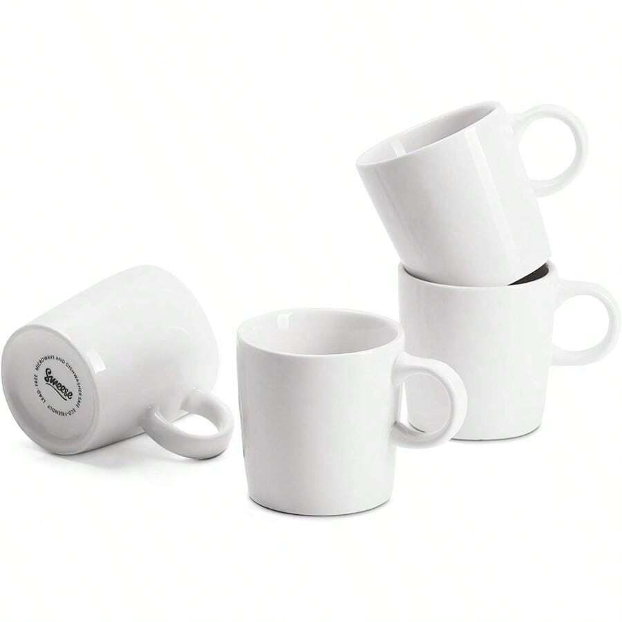 3.5oz Porcelain Espresso Cups Set Of 4, Mini Coffee Mugs Demitasse Cups - White