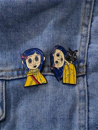 2pcs Set Cartoon TV Show Enamel Brooch - Men's Hip Hop Style Zinc Alloy Lapel Pin, Fashion Collar & Bag Badge Office Accessories Shirts Jacket Jewelry Christmas Halloween Clothes Pin Funny Cute Teacher Gifts
