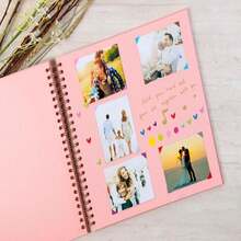 Potricher 7 X 7 Inch DIY Scrapbook Album 40 Pages Hardcover Kraft Paper Scrap Book Photo Albums Memory Book For Wedding And Anniversary Family (Black, 7 Inch) - Pink - View 3