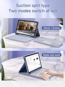 Estuche protector personalizado con teclado táctil compatible con iPad de 10.ª generación, iPad Air de 11 pulgadas (M2)-2024/iPad de 10.2 pulgadas, estuche con teclado compatible con Samsung Galaxy Tab S7/S8 de 11 pulgadas, teclado desmontable con panel táctil, equipado con soporte de visualización múltiple, ranura para lápiz incorporada en el estuche protector, el teclado admite uso dividido - Multicolor - Ver 3