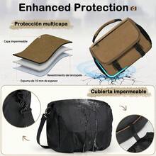 Bolsa para Cámara DSLR/SLR/Mirrorless Mochila para Cámara Fotografica Estuche Cámara con Soporte para Trípode Impermeable Protección Integral Canon Nikon  Pentax SLR - Marrón - Ver 6