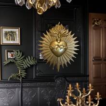 1 pezzo Decorazione da parete a forma di cuore sacro gotico - Decorazione domestica religiosa con bagliore dorato, ornamento appeso in resina cattolico, adatto per chiesa, soggiorno, Natale, Pasqua, Ognissanti, matrimonio - Elegante regalo decorativo per la chiesa (Nessuna elettricità necessaria), realizzato con cura, scelta perfetta per il Ringraziamento