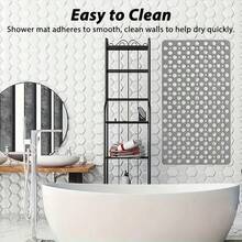 1pc Bathroom Mat With Suction Cup, Shower Blanket, Shower Mat With Circular Hole Design, Bathroom Massage Ring, Quick Drainage, Suitable For Shower Rooms, Bathroom Decor,Hotel Bathrooms, Toilets, Bathtubs, Bathroom Accessories,Halloween Gifts - Grey - View 8