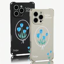 Funda para teléfono 1 pieza diseño de patrón de tulipán azul funda para teléfono colgante de cuatro esquinas 12 Pro 16 Plus 14 15 13 TPU impreso suave - Colores mixtos 1 - Ver 4