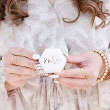 1pc Personalized Hexagonal Velvet Ring Box, Wedding/Engagement/Proposal Ring Box, Modern Ring Box, Anniversary Gift, Customized Name Wedding Ring Box With Dual Compartments