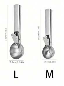 1pc Stainless Steel Ice Cream Scoop, Perfect For Frozen Yogurt, Multi-Functional Ice Cream Scoop, Stainless Steel Double Use Scoop, Non-Stick Ice Cream Scoop With Comfortable Anti-Frost Handle, Heavy Duty Metal Ice Cream Scoop With Trigger, Sturdy Stuffing Scoop, Home Ice Cream Tools Scoop, Easy To Clean, Suitable For Ice Cream, Cookie Dough, Sorbet, Almond, Ideal For Kitchen, Dessert Shop And Western Restaurant.
