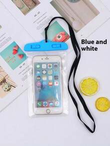 Laser Inflatable Waterproof Phone Pouch, Shock Proof Waterproof Swimming Phone Bag With Lanyard, Transparent Touch Screen Phone Case For Outdoor/Floating/Swimming Activities, Random, Beach Essentials, Beach Accessories, Pool Float, Pool Inflatable - White - View 9
