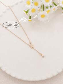 1 Dây chuyền mặt ngôi sao hình chữ Y tối giản, màu vàng, thích hợp cho trang phục hàng ngày của phụ nữ, hẹn hò, sinh nhật, đám cưới, tiệc tùng (Tránh tiếp xúc với nước) - Vàng - Xem 4