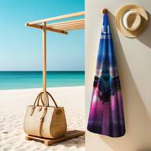 1 buc. Prosop de plajă Jul C'est Quand Quil Seteint - Prosop din microfibră super absorbant, cu uscare rapidă, cu design vibrant de artă spațială, moale și ușor, potrivit pentru yoga, înot, surfing și plajă, articole esențiale pentru plajă, accesorii de plajă, plutitor pentru piscină