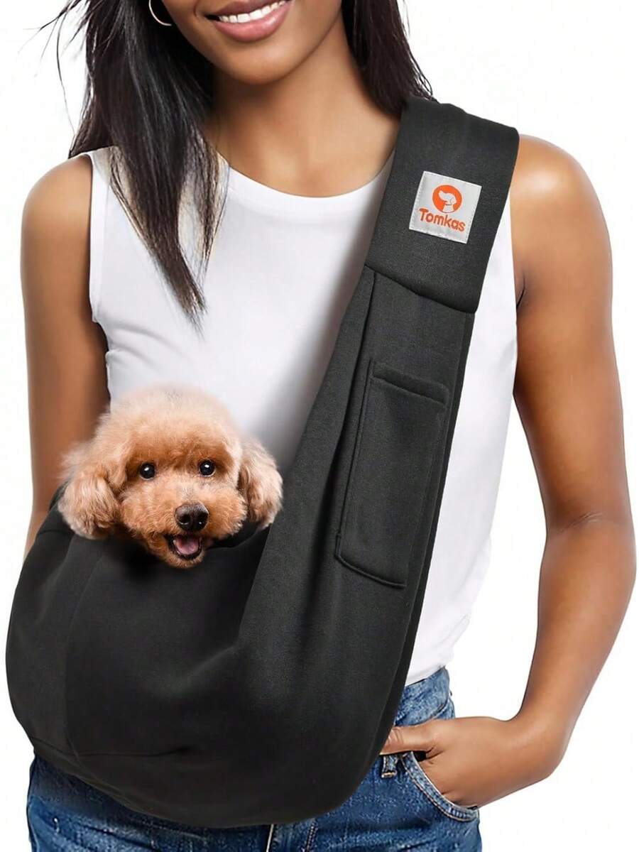 Tomkas Small Dog Sling Carrier - Classic Pocket & Classic Strap - For 3-10 Lbs Pets(Black) - Xám - Xem 1