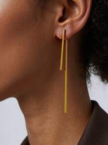 1 Pair Women's Minimalist Metal Bar Drop Earrings, Everyday Wear