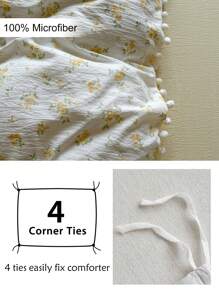 2/3 Stücke Bettbezug-Set mit gelbem Blumenmuster, aus Polyester mit Bommel-Quasten, niedliches Cottagecore-Bettwäsche-Set für Frühling, Sommer und alle Jahreszeiten, weich und atmungsaktiv, maschinenwaschbar (1 Bettbezug + 1/2 Kissenbezüge)
