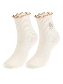 Women Cotton Super Thin Frilly Ruffle Socks Boat Socks Ankle Short Socks - 白色 - 查看 3