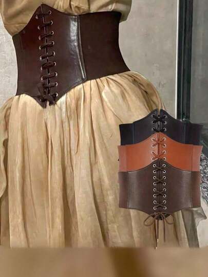 3 piezas Chaleco de mujer de la serie oscura, conjunto de primavera/verano con cinturón de cintura estilo corte francés (adecuado para disfraz de Halloween)