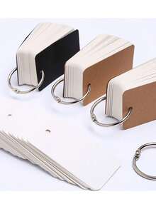 100 piezas de tarjetas de notas de cartulina blanca con anillos, tarjetas de índice en blanco para notas, aprendizaje, uso de oficina, colores surtidos, útiles escolares - Multicolor - Ver 8