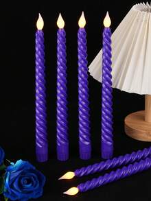 3/6 件紫色 LED 螺旋长杆电子无焰万圣节蜡烛灯、圣诞装饰灯、情人节装饰灯、茶灯生日婚礼装饰照明、餐桌蜡烛灯，不含电池万圣节装饰灯家居装饰派对装饰万圣节装饰房间装饰万圣节花园装饰礼物仙女