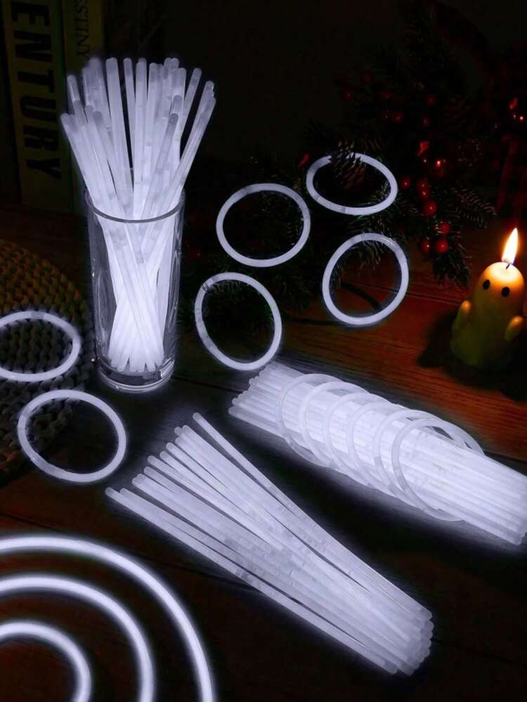 Confezione Da 100 Bastoncini Luminosi Da 20 Cm – Con Connettori Per Braccialetti, Collane E Occhiali Fosforescenti, 205 Pezzi Totali