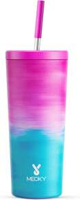 24 Oz Insulated Tumbler With Lid And Straw, Stainless Steel Vacuum Insulated Tumbler, Keeps Cold For 24 Hours, 100% Leak Proof, Fits In Car Cup Holder (Kiss) - 棉花糖 - 查看 1