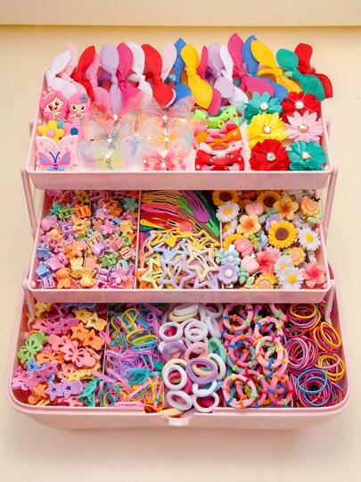 808 件女孩可爱发饰套装，各式发圈、头带、甜美花朵发夹、弹性发带、发饰、辫子发夹，日常使用，节日派对礼物