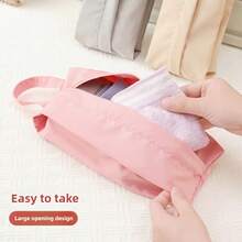 A Set Of Three Fabric Storage Bags, Portable Travel Makeup Pouch, Storage Bags For Underwear And Socks, Hand Wash, Available In Gray, Pink, And Light Brown, Perfect For Travel. - Multicolor - View 5