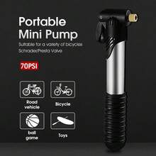 1pc Portable Bike Air Pump, Silver Color, Road/Mountain Bicycle Tire Inflator, Universal Presta And Schrader Valve
