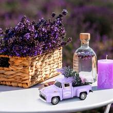 LavenderInspired Home Decorative Metal Truck With Artificial Lavender Arrangement Rustic Pickup Truck Miniature DieCast Model For Farmhouse Desk Accessories Layered Trays And Kitchen Decorations - Purple - View 2
