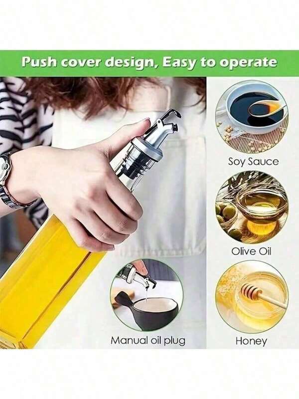 1pc Glass Oil Dispenser Bottle, Leakproof Oil Pot, Storage Oil Bottle,Seasonings Container For Outdoor Bbq Camping Picnic, Kitchen Gadgets, Glass Bottle