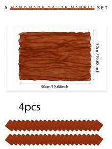 4/12 件 50*50 厘米纱布奶酪布餐巾，大地色乡村波西米亚风格褶皱餐巾，用于婚礼装饰、户外/室内婚礼活动、生日派对、新娘送礼会、感恩节、圣诞节和其他场合的装饰布餐巾