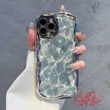 Funda para teléfono (1 unidad) con textura oceánica. Funda para teléfono de diseño exclusivo, compatible con los modelos 16, 15, 14 Pro, 13, 12, 11 y XS Plus. - Plateado - Ver 7