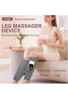 Masajeador de presión de aire para pantorrilla, dispositivo de masaje con calefacción, masajeador de rodilla con calefacción, diseñado para relajación muscular y circulación, adecuado para hombres, mujeres y personas mayores, blanco, negro