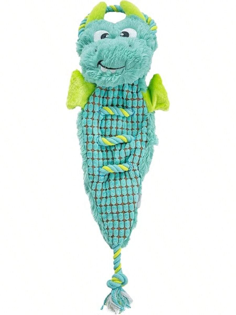 Outward Hound Ropiez Rope Interactive Dog Tug Toy For Tugging Squeaky Fun, 23.6 Inch Mallard, Green, Large - 21吋藍龍 - 查看 1