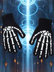 1 Pair, 2025, New, Halloween, Christmas, Men, Women, Skull, Bone Claw, Gloves, Outdoor, Cycling, Warm, Knitted Gloves