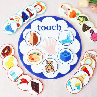 hoojojo 4 Pcs Sensory Cognitive Felt Board Sets, Taste, Touch, Audio-Visual Themes, DIY Felt Sets, Montessori Learning Tools, Interactive Felt Story Props, Early Sensory Education, Cognitive Development Activities, Classroom Teaching Aids, Home, Learning Supplies, Back To School