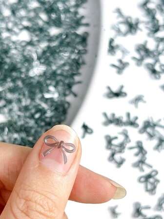 50 stuks grijze mini strik nagelaccessoires hars lint strik kleine geurige stijl dragen nagel DIY accessoires