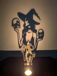 1pc Horror Death, Pumpkin Ghost, Ghost Halloween Shadow Candlestick, Halloween Shadow Candlestick-Vintage Wall Casting Ghost, Candlestick Decor, Halloween Horror Candlestick Decor - View 6