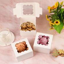 50 个带窗口的面包盒，6x6x3 英寸小饼干盒，用于装零食、糕点、巧克力草莓、马卡龙、纸杯蛋糕、糖果、甜甜圈、万圣节和圣诞饼干马卡龙包装。 - 彩色 - 查看 6