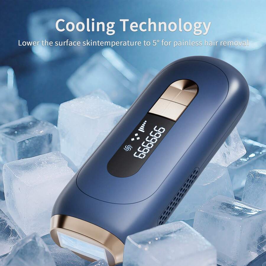 OMCPET Laser Hair Removal Device With 5℃ Ice Cooling, 5 Level Painless IPL Laser Hair Removal 3 In 1 Ubroo At Home Hair Remover Machine For Women Men Electrolysis Permanent Epilator On Face Body Depilation - Xanh đậm - Xem 1