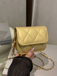 简约百搭，高品质水钻刺绣珍珠链条迷你斜挎包，适合春夏穿着 - 金色 - 查看 8