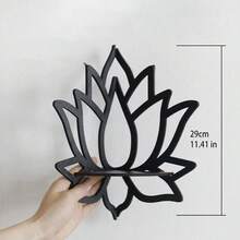 1pc/2pcs Simple Creative Wall Mount Display Rack (Hooks Included), Black Minimalist Butterfly & Lotus Decorative Wall Hanging, DIY Assembly Wooden Small Storage Rack