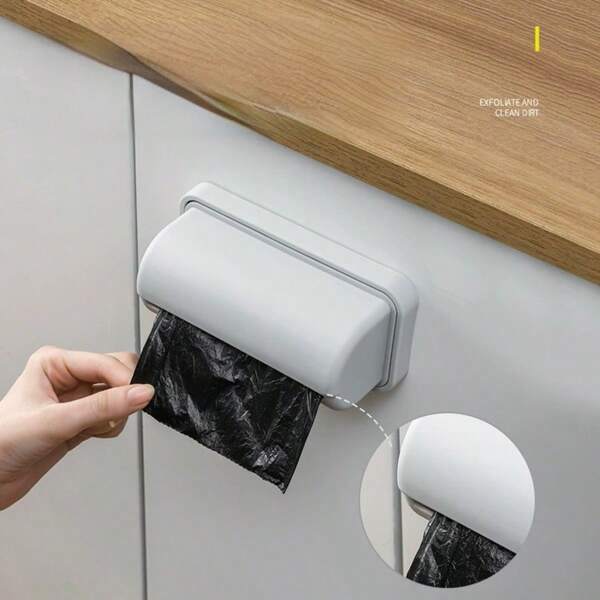 Bathroom Trash Bag Holder Box, Free Punch Wall Mounted Minimalist Garbage Collection Box, Pull-Out Kitchen Organizer