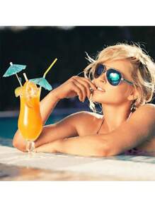 10/20 Pajitas de sombrilla para cócteles,Pajitas reutilizables,Pajitas con estilo fiesta hawaiana para jugo con sombrilla para decoración de hogar, bar de verano,Perfectas para playa, fiestas hawaianas, luaus, bares y vendedores de decoración - Material plástico (Color aleatorio, Patrón aleatorio)