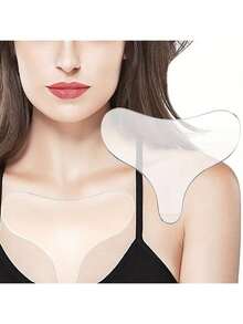 可重复使用胸垫硅胶透明去除贴片面部皮肤护理胸垫美容和个人护理工具亲肤胸部皱纹贴片，自粘式隔夜胸部贴片，使您的皮肤焕发活力 - 减少女性和女孩的衰老迹象