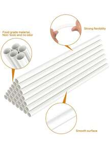 1/5/10pcs White Plastic Cake Dowel Rods, Hollow Cake Pillars, Round Wooden Sticks, Used For Multi-Tier Cake Building And Stacking - White - View 5