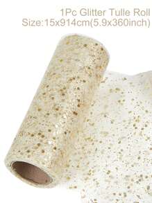 1pc Glitter Tulle Roll, Sparkling Tulle Ribbon, 15cm*914cm Fabric Ribbon, Including Cream, Black, Gold, Purple, Pink, Silver, Rose Gold And White Styles, Organza Tulle Scroll, DIY Craft Supplies, Wedding Decorations, Everyday Party Accessories, Birthday Party Supplies, Banquet Decorations, Wedding Chair Decorations,Wedding Ceremony Party Decorations - Multicolor - View 18